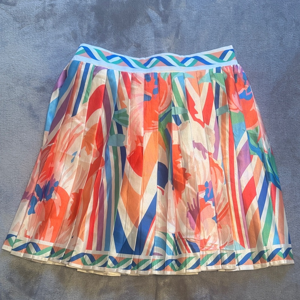 AKIRA Multicolor Floral & Stripe Pleated Skirt